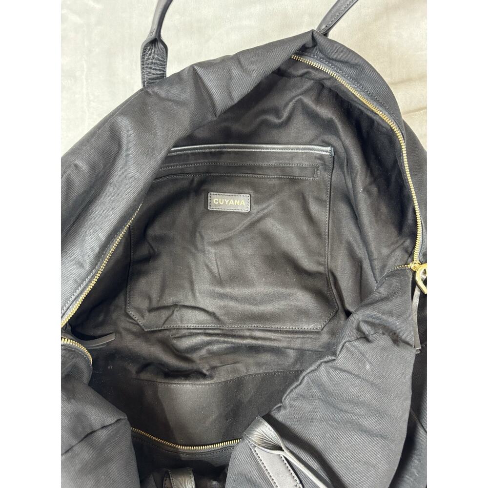 CUYANA Classic Weekender Black Canvas Black Leather Handle Strap Duffle Bag EUC - Picture 13 of 16